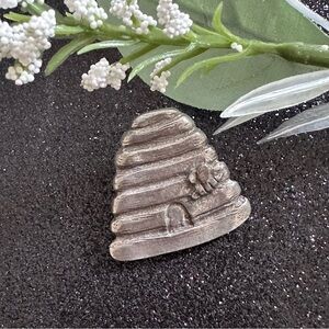 Vintage Pewter Beehive Brooch